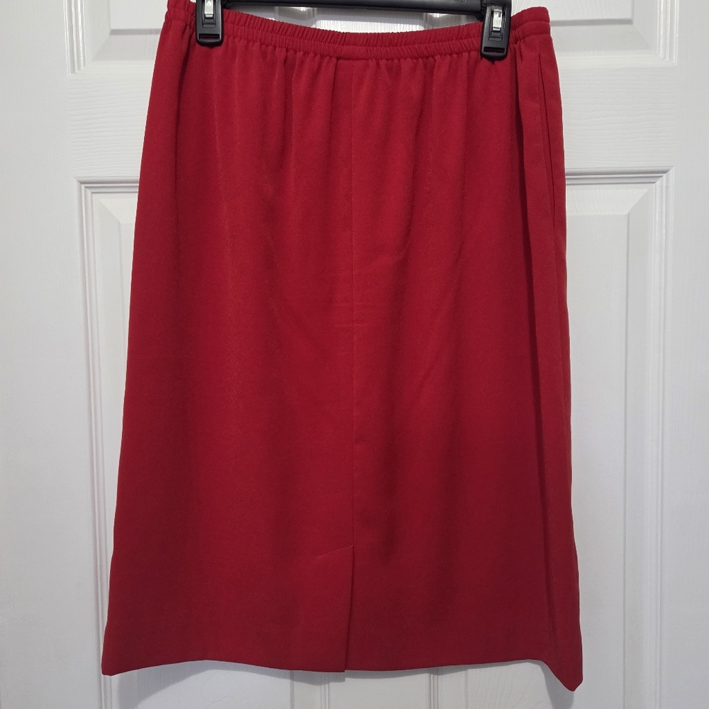 Vintage Bleye Pull-on A-line Elastic Waist Red Midi Skirt Size 12 - Picture 2 of 7